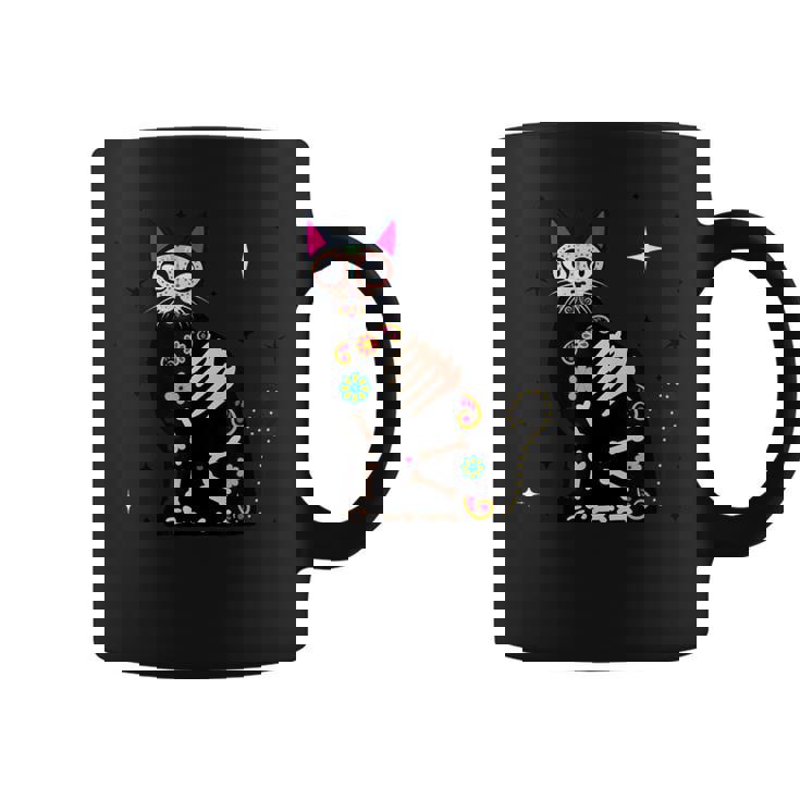 Day Of The Dead Cat Dia De Los Muertos Cat Sugar Skull Coffee Mug