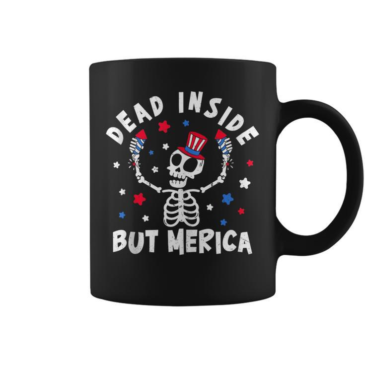 Dead Inside But Merica Funny Skeleton 4Th Of July Womens Coffee Mug