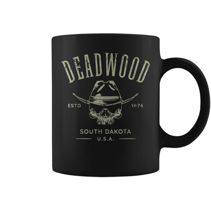 Deadwood South Dakota Usa Distressed Skull Design Souvenir  Coffee Mug