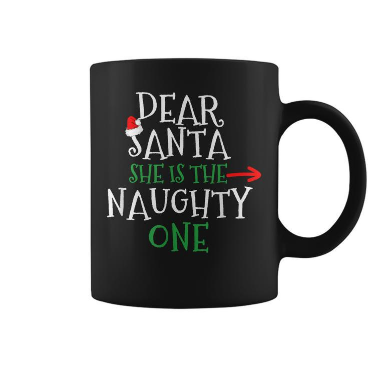 Dear Santa She Is The Naughty One Matching Couple Coffee Mug