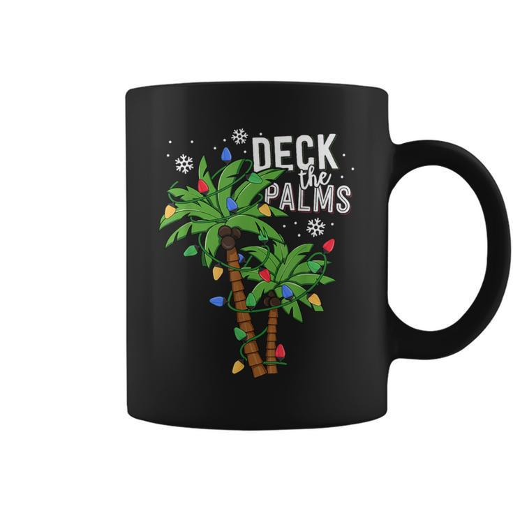 Deck The Palms Tropical Hawaii Christmas Palm Tree Lights Coffee Mug