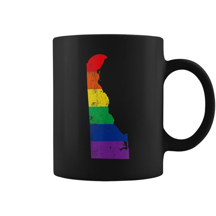 Delaware Pride Rainbow Flag Map Gay Lesbian Lgbt Support  Coffee Mug