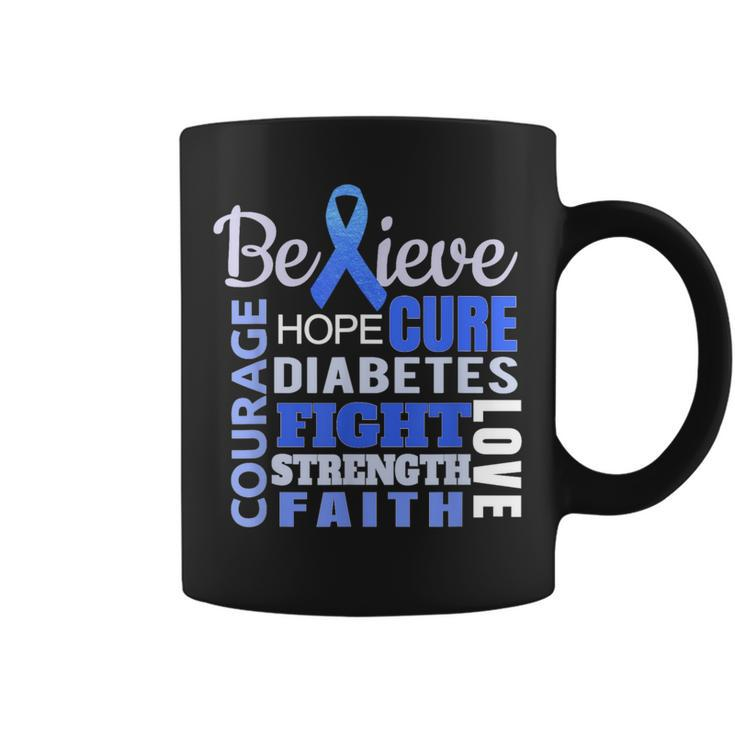 Diabetes Awareness T Blue Ribbon Diabetes Word Coffee Mug
