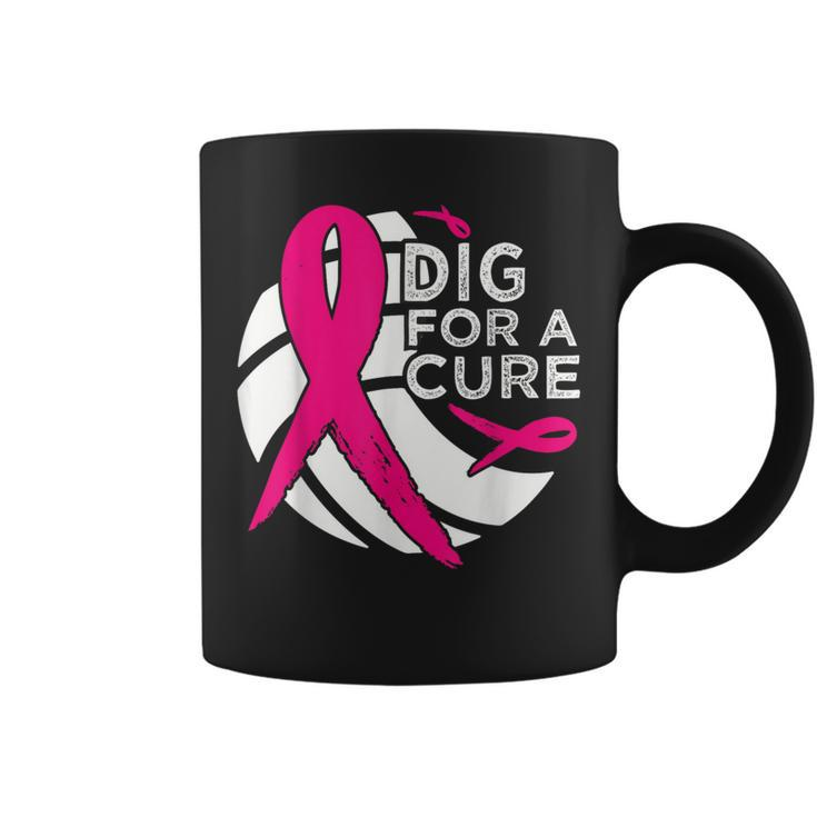 Dig For A Cure Breast Cancer Awareness Volleyball Pink Coffee Mug