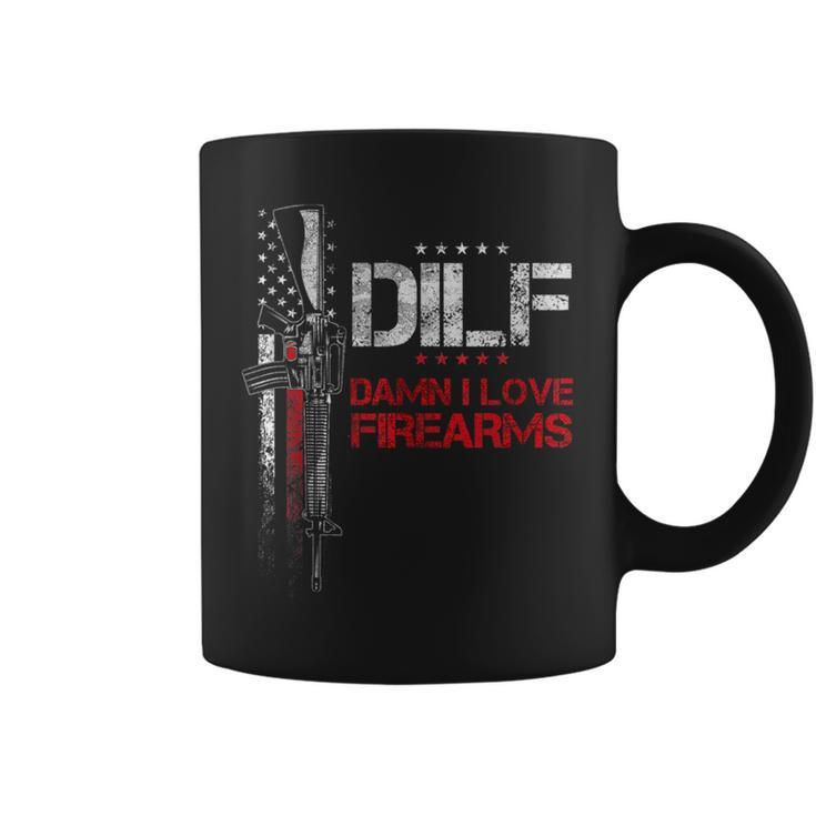 Dilf - Damn I Love Firearms Vintage Gun American Flag  Coffee Mug