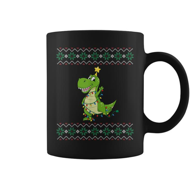 Dinosaur Ugly Sweater Christmas Lights Dinosaur Coffee Mug