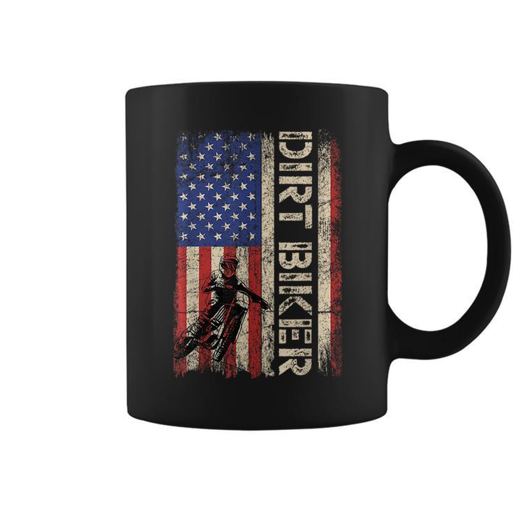 Dirt Bike American Usa Flag Motocross Biker 4Th Of July Men  Coffee Mug
