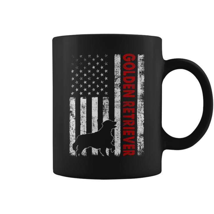 Distressed American Flag Golden Retriever Dog Patriotic Coffee Mug