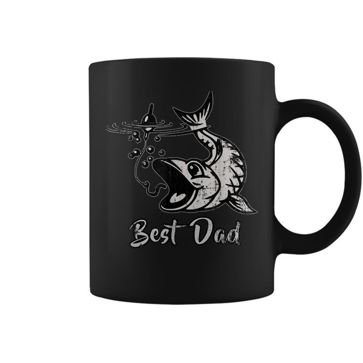 Distressed Fathers Day Best Dad Fishing Fish Father  Gift For Mens Coffee Mug