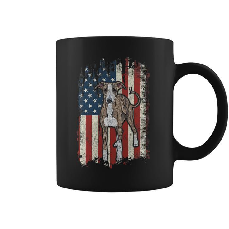 Distressed Greyhound American Flag Patriotic Dog Coffee Mug