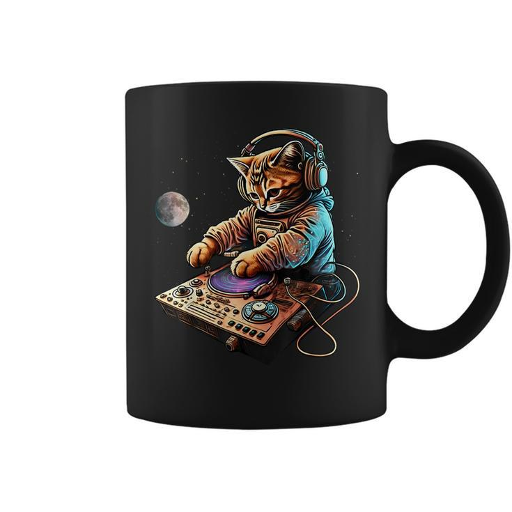Dj Cat Cute Space Cat Disc Jockey Cat In Astronaut Suit Coffee Mug