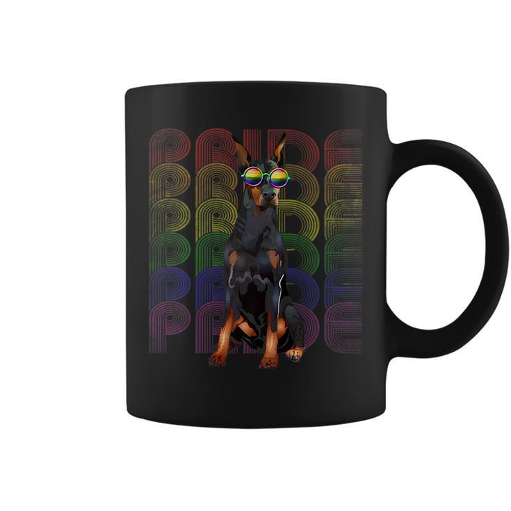 Doberman Lgbt-Q Flag Gay Pride Lesbian Funny Dog Lgbt Month   Coffee Mug