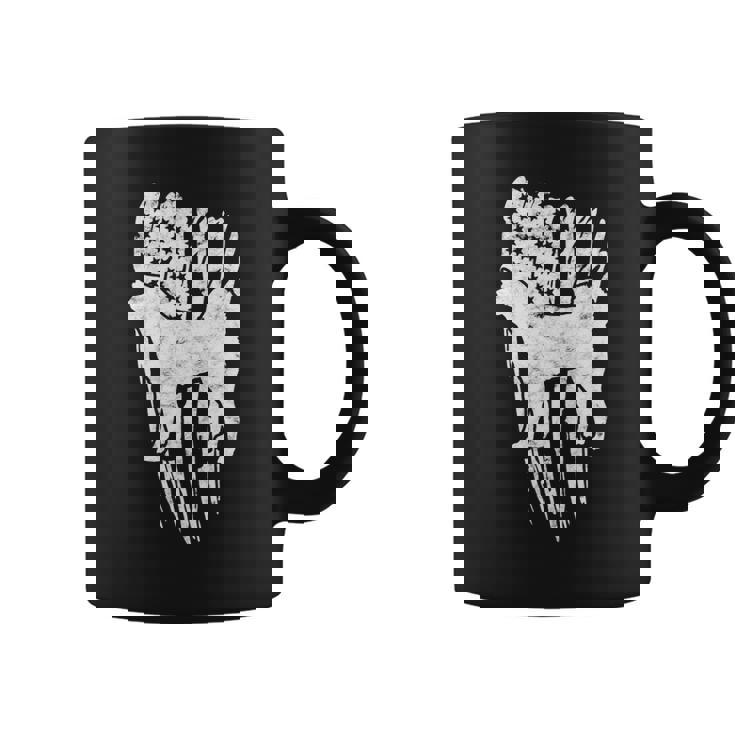 Dog Akita Silhoutte Of An Akita Dog With American Flag Background Coffee Mug