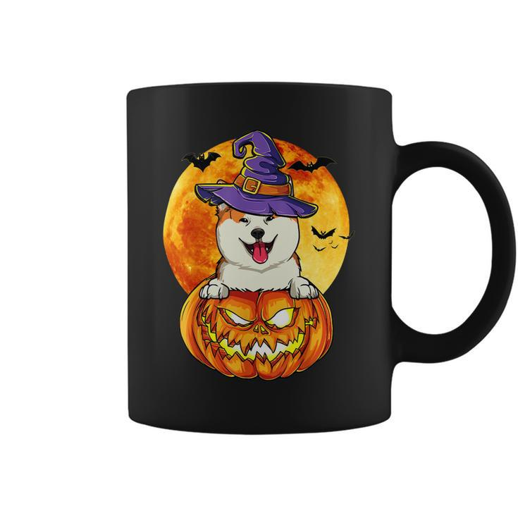 Dog Akita Witch Pumpkin Halloween Dog Lover Funny Coffee Mug