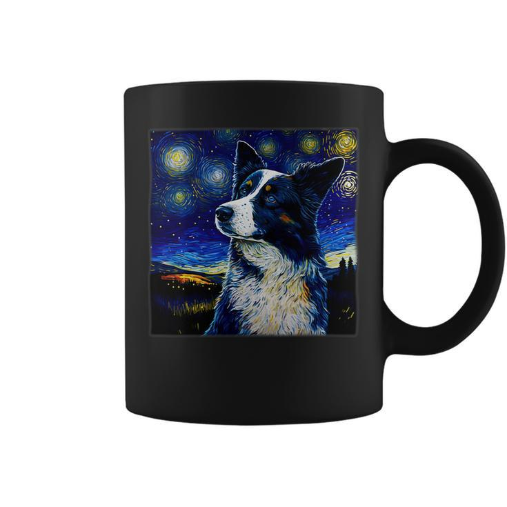 Dog Border Collie Surrealism Starry Night Border Collie Dog 1 Coffee Mug