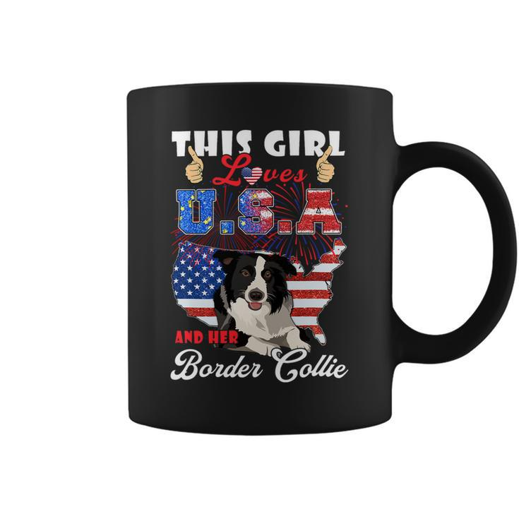 Dog Border Collie This Girl Loves Usa And Her Dog 4Th Of July Border Collie Coffee Mug