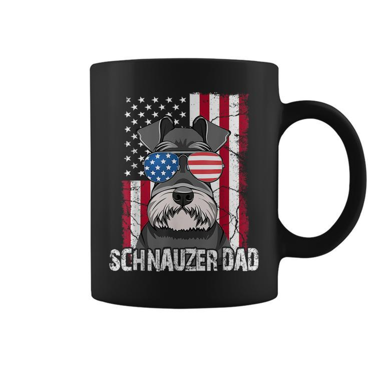 Dog Dad Fathers Day Gift Mini Schnauzer Usa Flag 4Th Of July  Coffee Mug