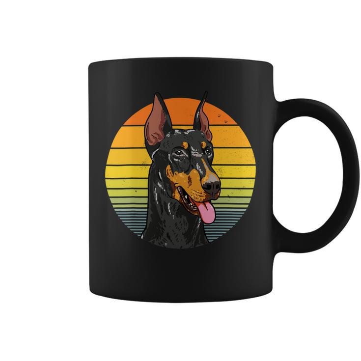 Dog Doberman Friendly Face Doberman Pinscher Retro Vintage Sunset Coffee Mug