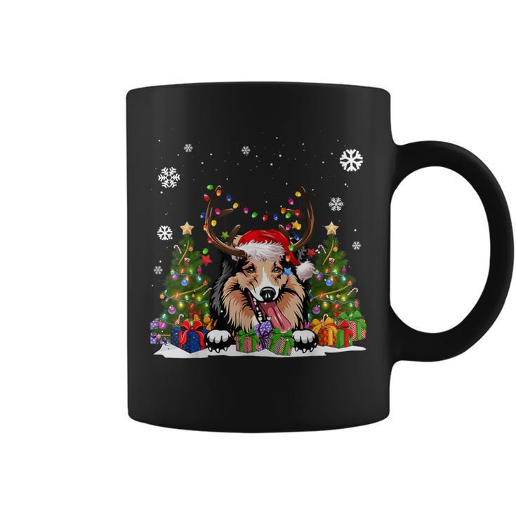 Dog Lover Shetland Sheepdog Santa Hat Ugly Christmas Sweater Coffee Mug