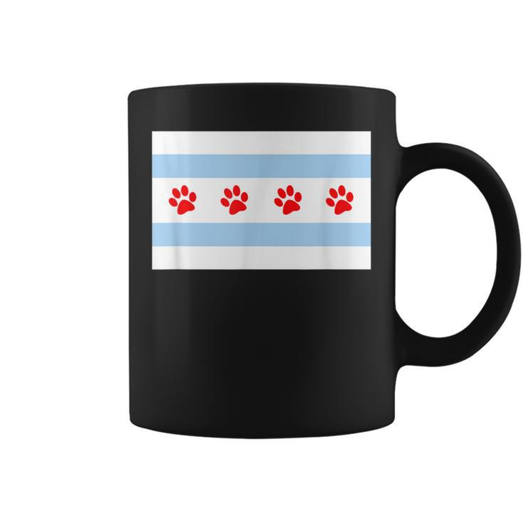 Dog Lovers Chicago Flag Paw Prints Custom T Coffee Mug