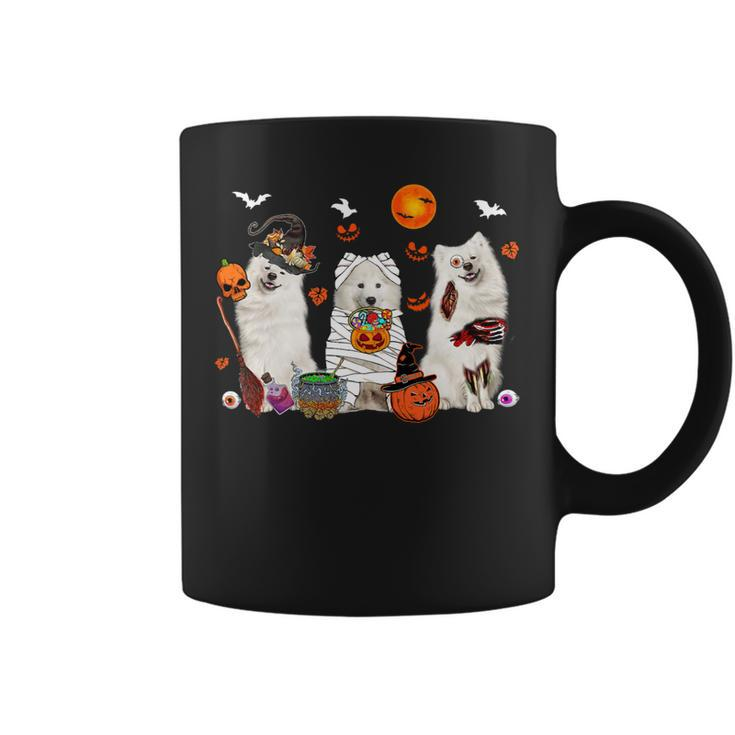 Dog Samoyed Three Samoyed Dogs Witch Scary Mummy Halloween Zombie Lover 2 Coffee Mug