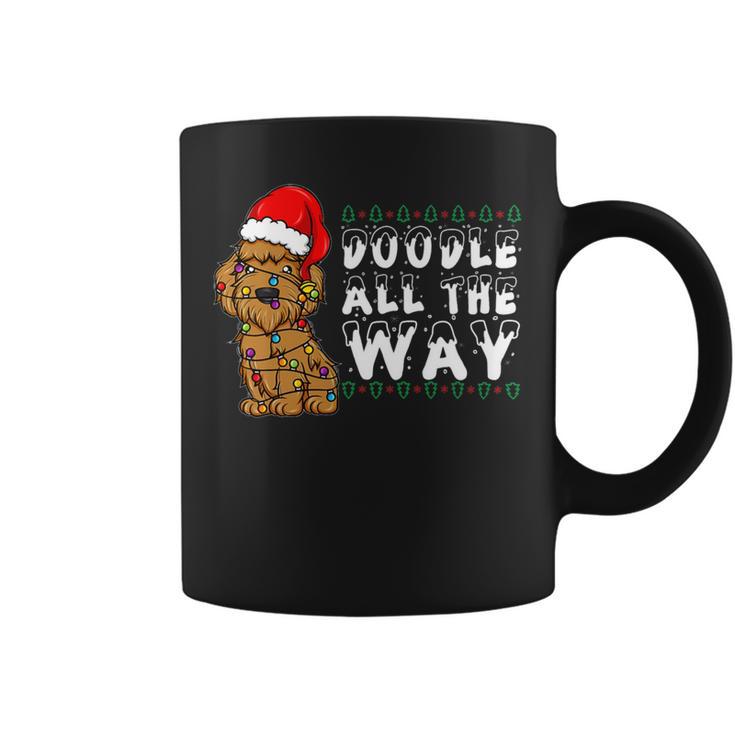 Doodle All The Way Goldendoodle Santa Hat Christmas Coffee Mug