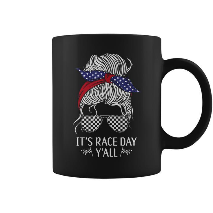 Drag Racing Race Car Girl Sunglasses Flag Its Race Day Racing Funny Gifts Coffee Mug