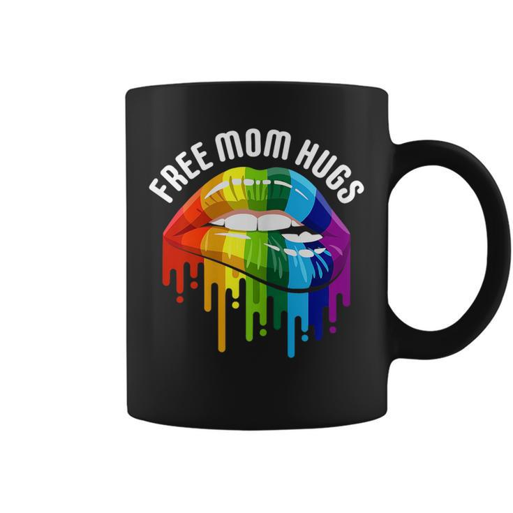 Dripping Lips Rainbow Lgbtq Mother Free Mom Hugs Gift For Womens Coffee Mug