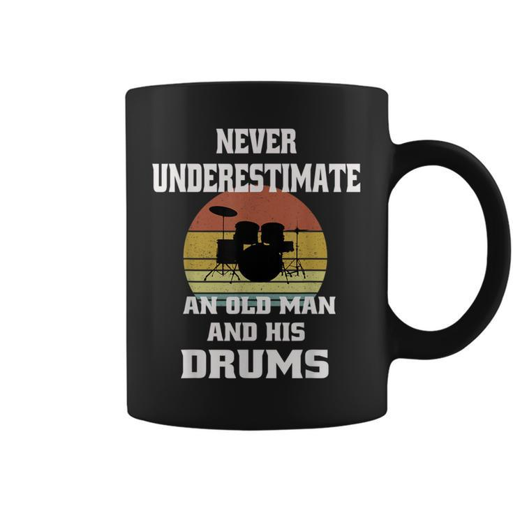 Drummer Never Underestimate Old Man And His Drum Set Retro Coffee Mug