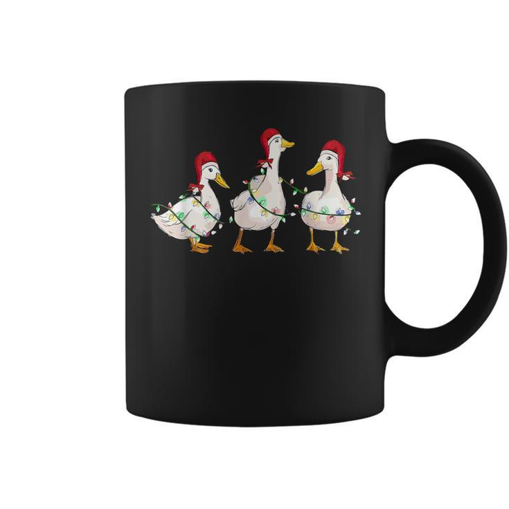 Duck Santa Hat Christmas Lights Silly Goose Xmas Women Coffee Mug