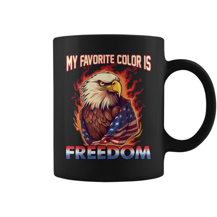 Eagle American Flag My Favorite Color Is Freedom Patriotic  Coffee Mug