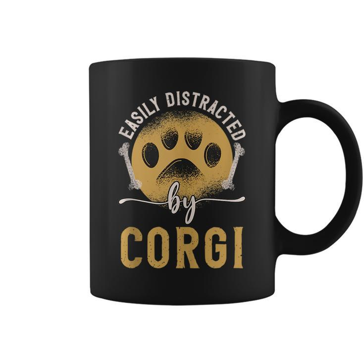 Easily Distracted By Corgi Dog Lover Novelty Puns  Coffee Mug
