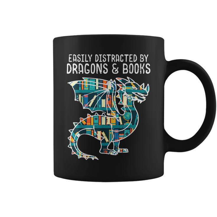 Easily Distracted By Dragons Books Funny Reading Bookworm Reading Funny Designs Funny Gifts Coffee Mug