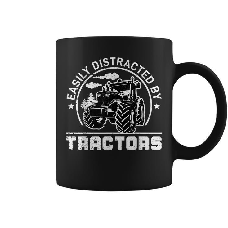 Easily Distracted By Tractors Funny Farm Tractor Enthusiast Coffee Mug