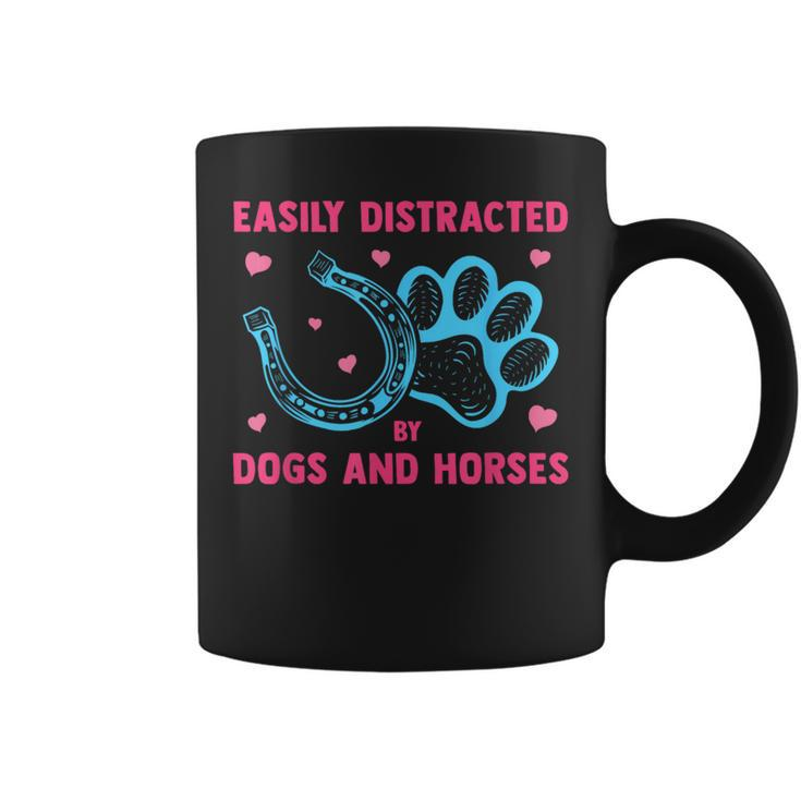 Easily Distracted By Dogs And Horses Farm Animal Lover Coffee Mug