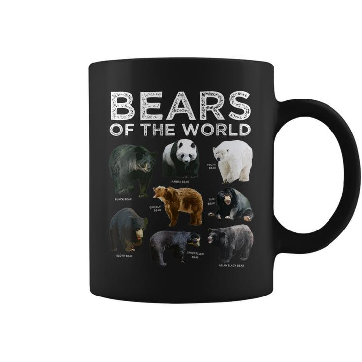Eight 8 Bear Species Of The World Panda Polar Grizzly Black Coffee Mug