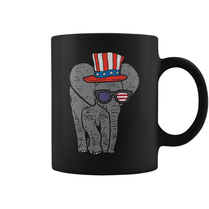 Elephant American Flag Usa 4Th Of July Fourth Patriot Animal Coffee Mug