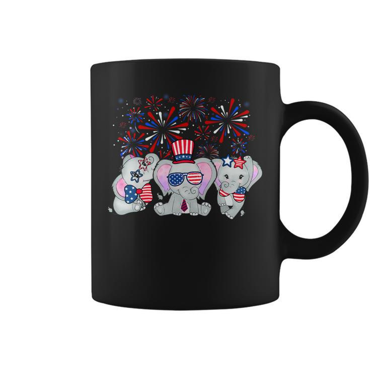 Elephant Fireworks Sunglasses Hat Merica Funny 4Th Of July Coffee Mug