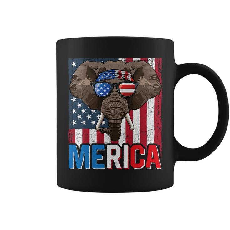 Elephant Merica 4Th Of July American Flag Usa Republican Coffee Mug