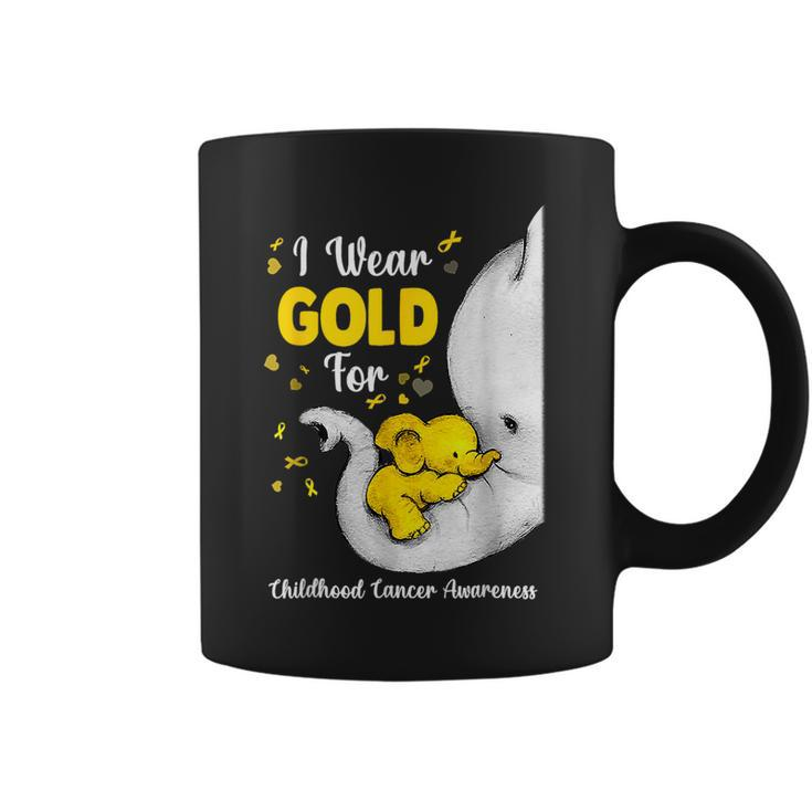 Elephant I Wear Gold Ribbon For Childhood Cancer Awareness Coffee Mug