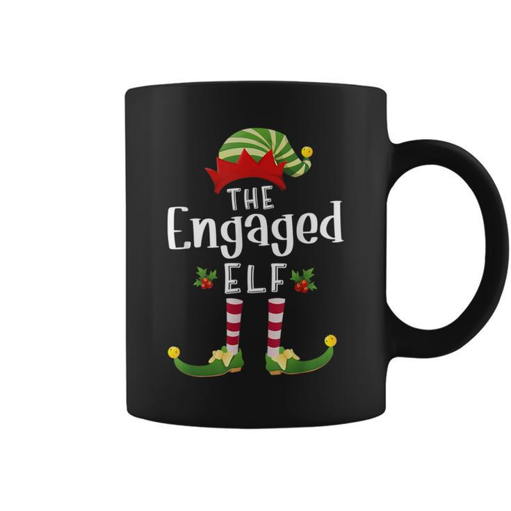 Engaged Christmas Elf Matching Pajama X-Mas Party Coffee Mug