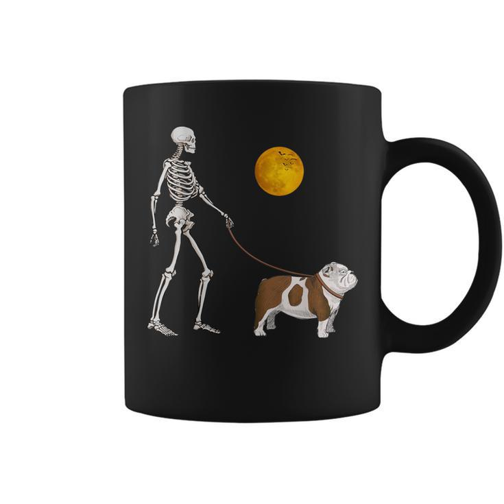 English Bulldog Skeleton Dog Walking Halloween Costume Coffee Mug