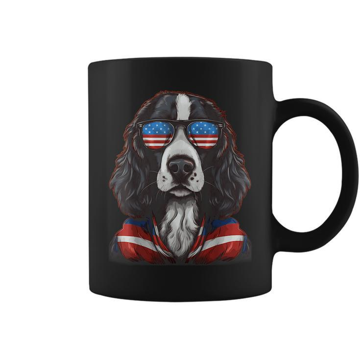 English Springer Spaniel American Flag Us  4Th July Gifts  Coffee Mug