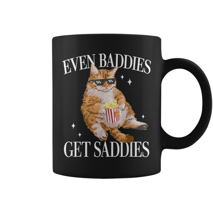 Even Baddies Get Saddies Cat Meme For Coffee Mug