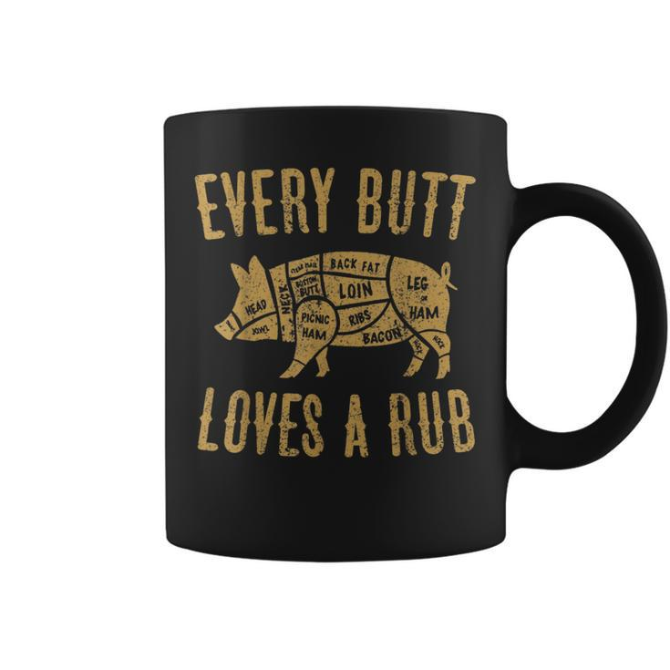 Every Butt Loves A Good Rub Funny Pig Pork Bbq Grill Butcher Gifts For Pig Lovers Funny Gifts Coffee Mug