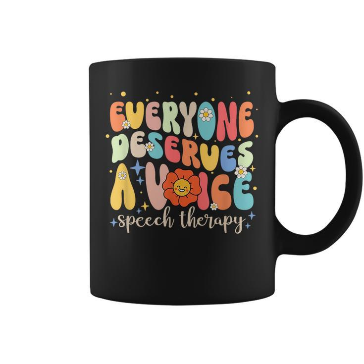 Everyone Deserves A Voice Speech Therapy Flower Retro Groovy  Coffee Mug