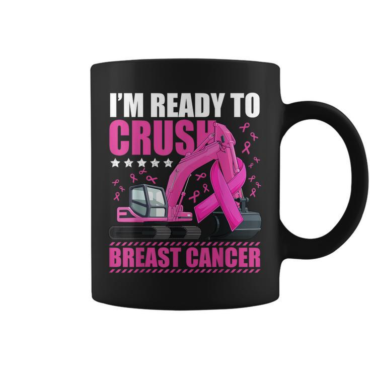 Excavator Crush Breast Cancer Awareness Pink Ribbon Boys Coffee Mug