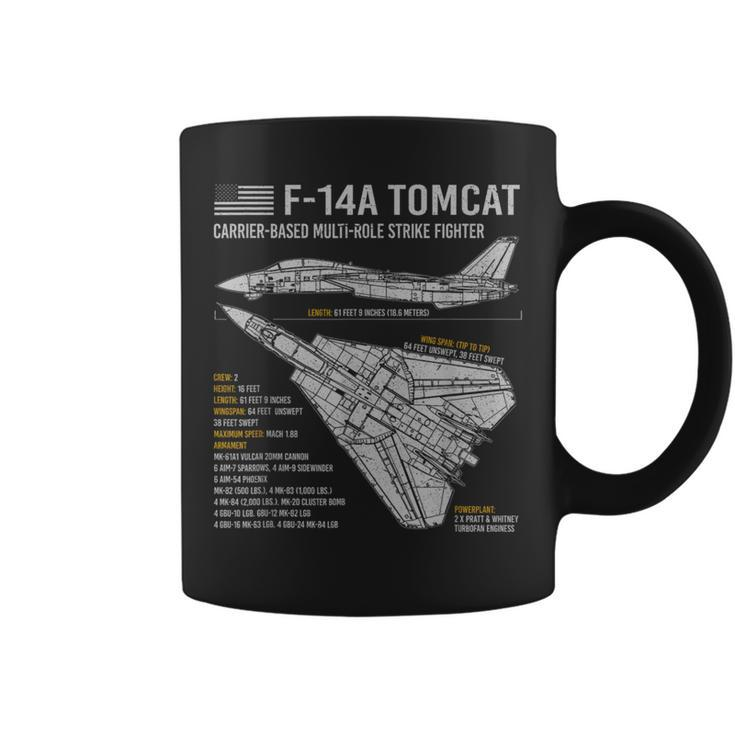 F14 Tomcat F14 Aircraft Airplane Blueprint Facts Coffee Mug