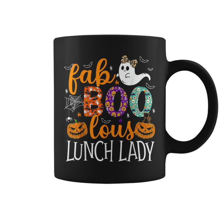 Fab Boo Lous Lunch Lady Cute Ghost Pumpkin Halloween Coffee Mug