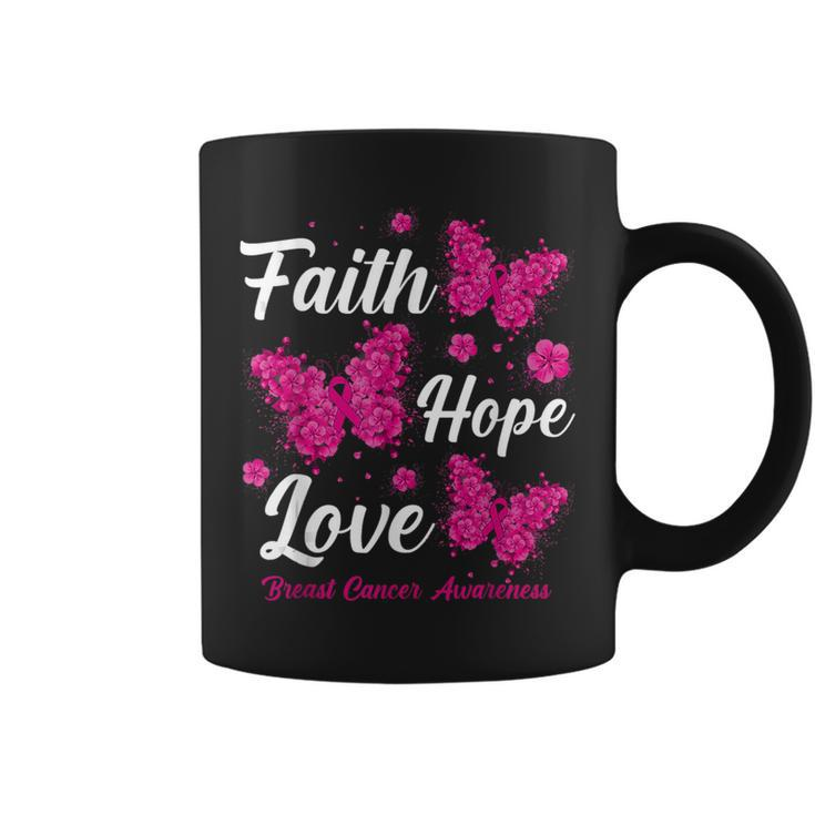 Faith Hope Love Butterfly Breast Cancer Awareness Month Coffee Mug